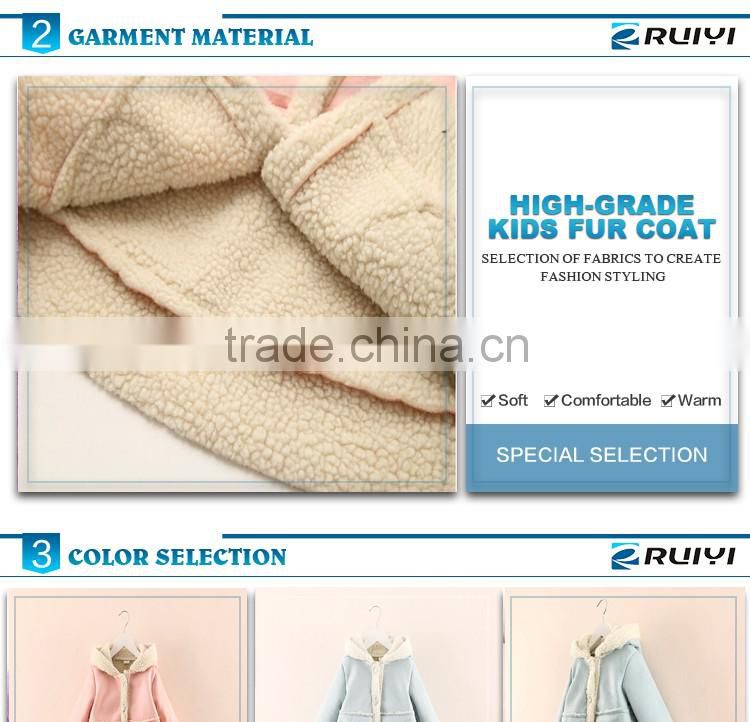 factory price kids fall boutque lovely girls suede lamb wool coat