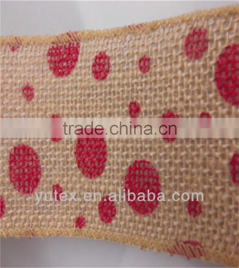 100% jute printed fabric ribbon