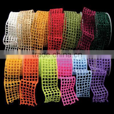 Hot Sell colored Jute Ribbon with Wired Textiles