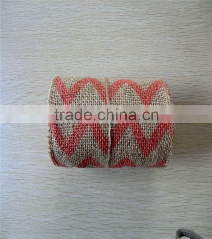 Burlap Roll Printed Fine Weave with Wired ribbon