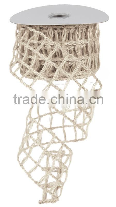 Hot Sell colored Jute Ribbon with Wired Textiles