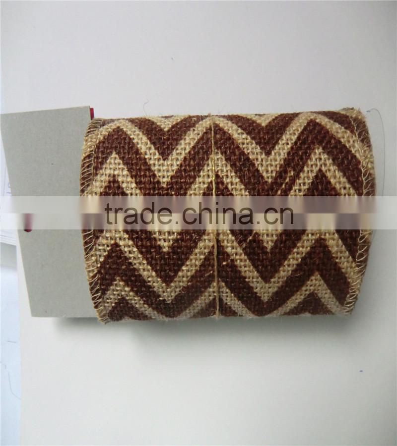 Burlap Roll Printed Fine Weave with Wired ribbon