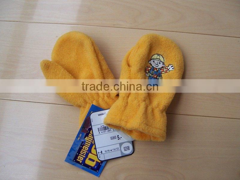 winter polar fleece fingerless mitten knit embroidery baby children kids mitten cheap customer logo boy girl mitten