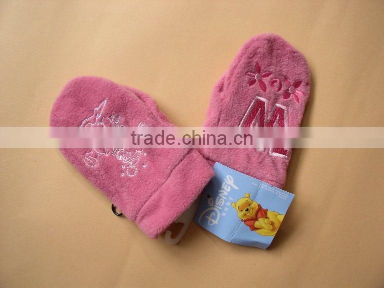 winter polar fleece fingerless mitten knit embroidery baby children kids mitten cheap customer logo boy girl mitten