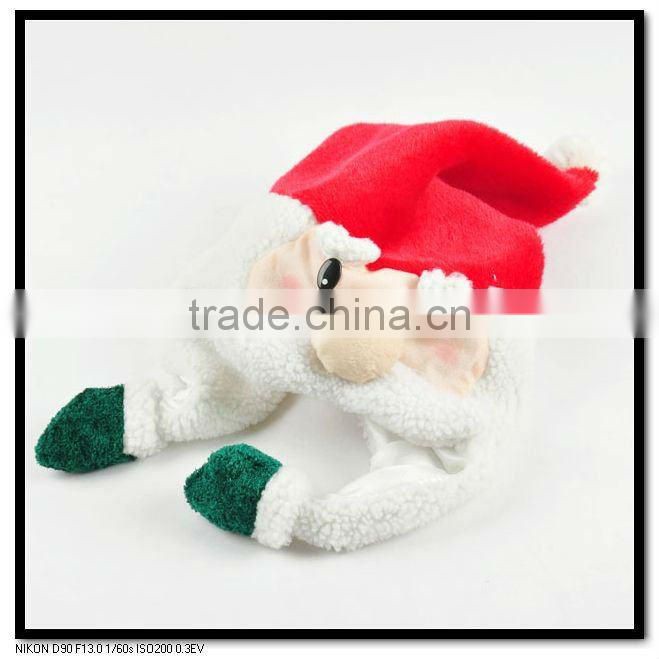red color happy design funny kids christmas hats with white ball