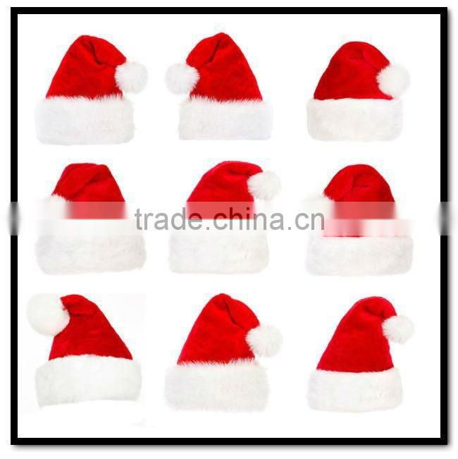 red color happy design funny kids christmas hats with white ball