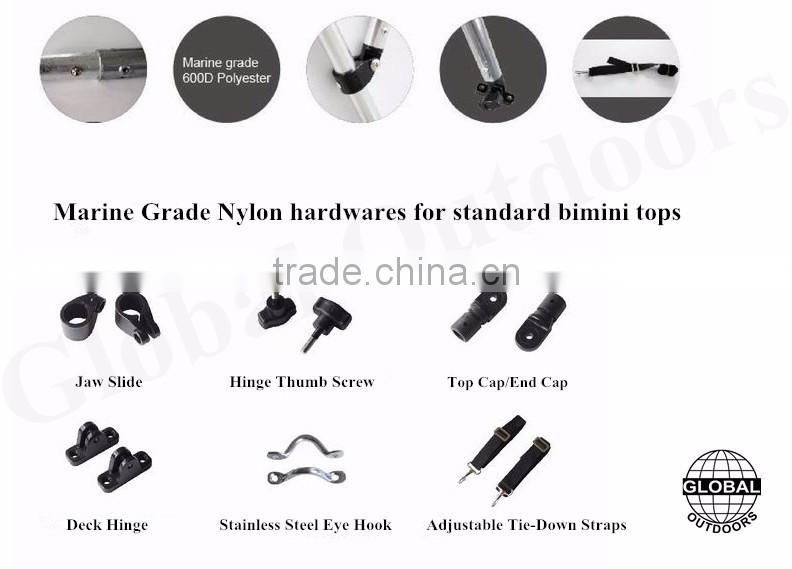 4 bow aluminum bimini top with nylon fittings