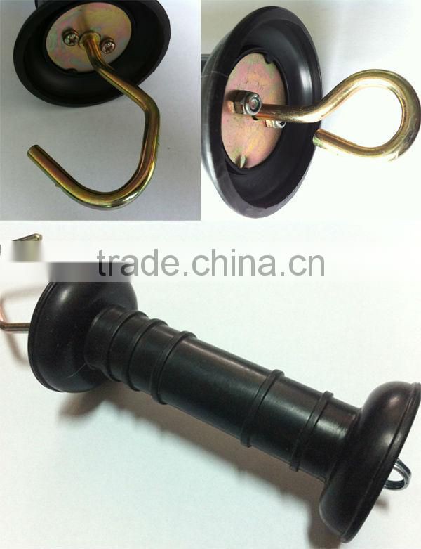 Heavy duty plastic gate handle made for high voltage energizers in electric fence
