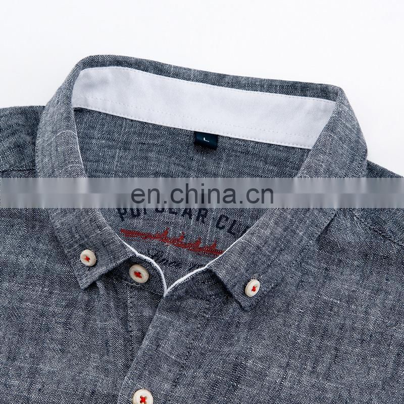 Wholesale Mens long sleeve plus size heather colors linen casual shirts