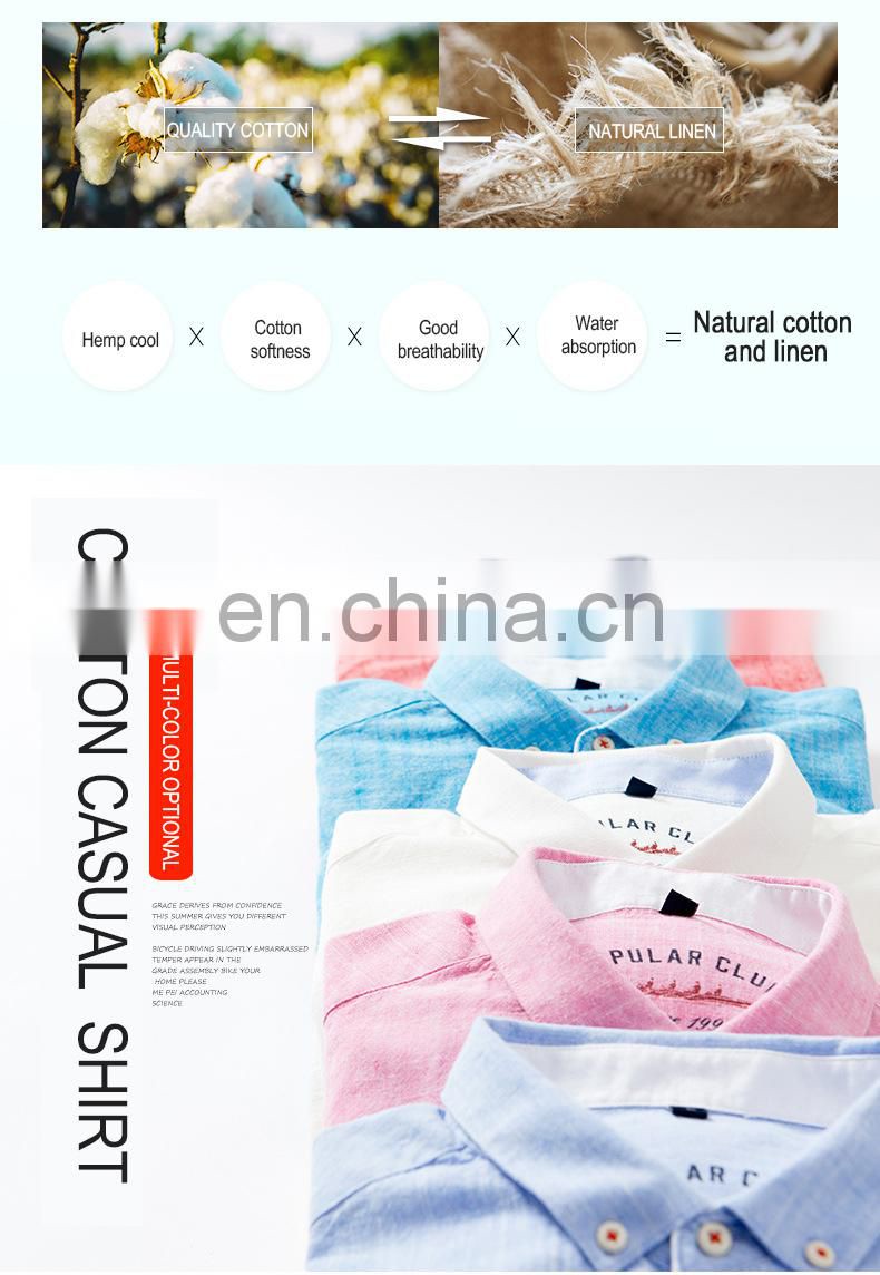 Wholesale Mens long sleeve plus size heather colors linen casual shirts