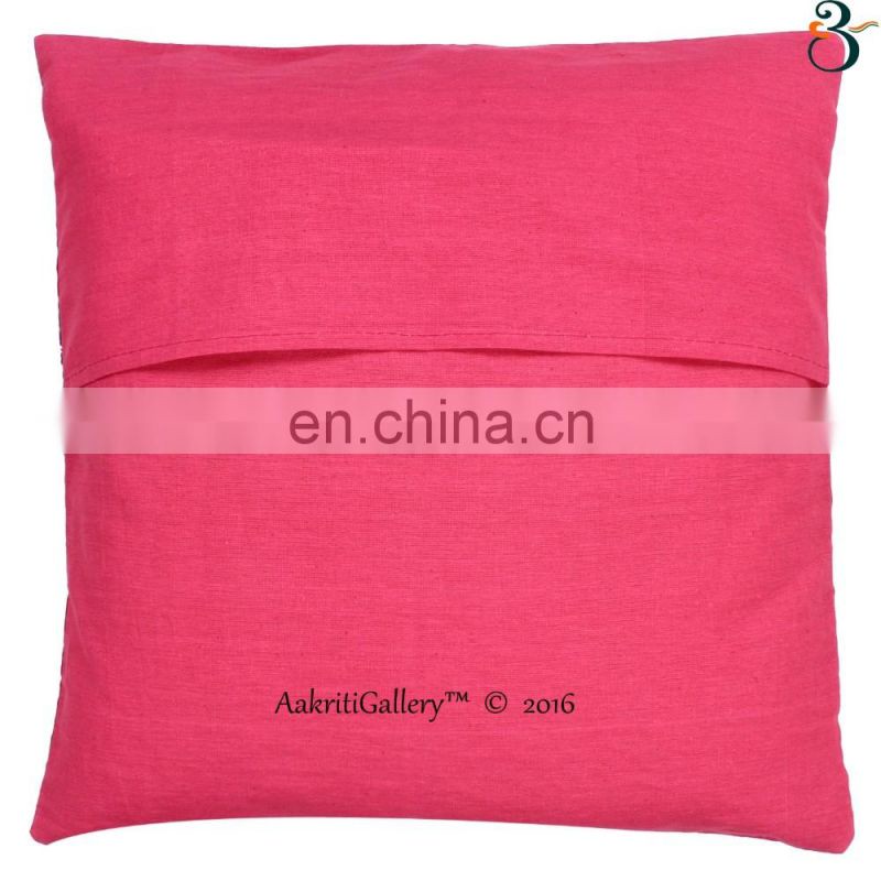 Indian Handmade Pillow Case Embroidery Fruit Print Home Decor Sofa Kantha Cushion Cover