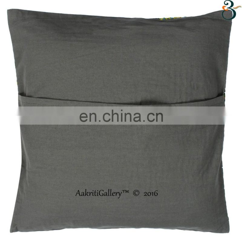 Wholesale Indian Cushion Cover Handmade Embroided Flower Home Decor Sofa Pillow Case Kantha Cushion