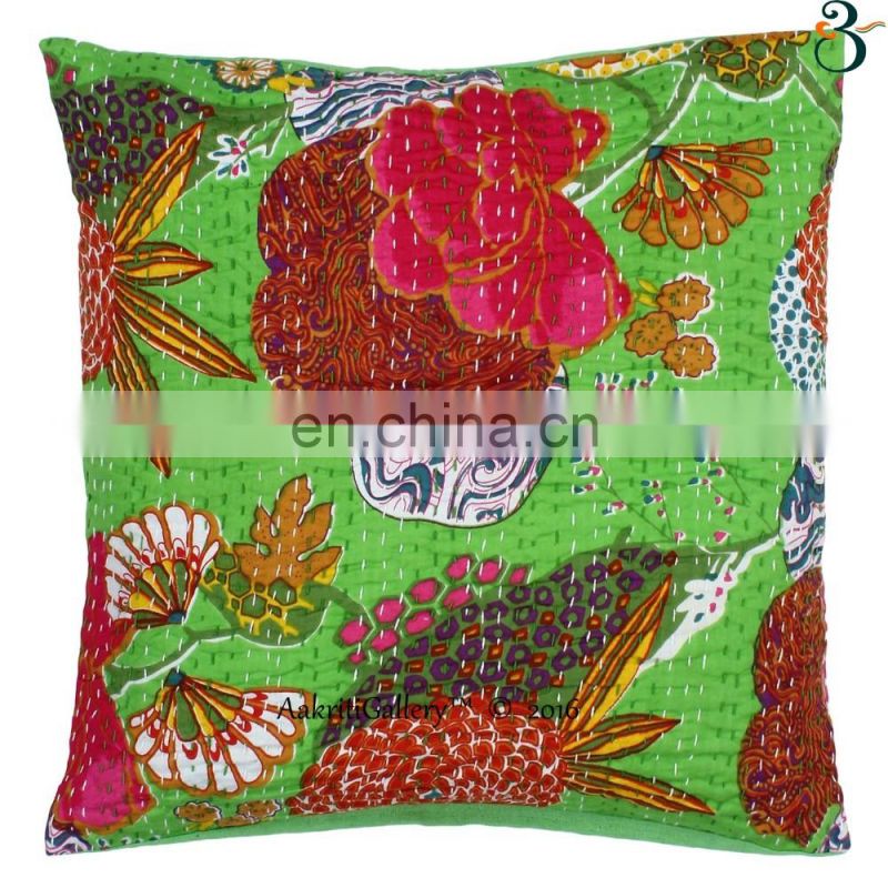 Indian christmas cushion covers Handmade Embroided Fruit Print Home Decor Sofa Pillow Case Kantha Cushion