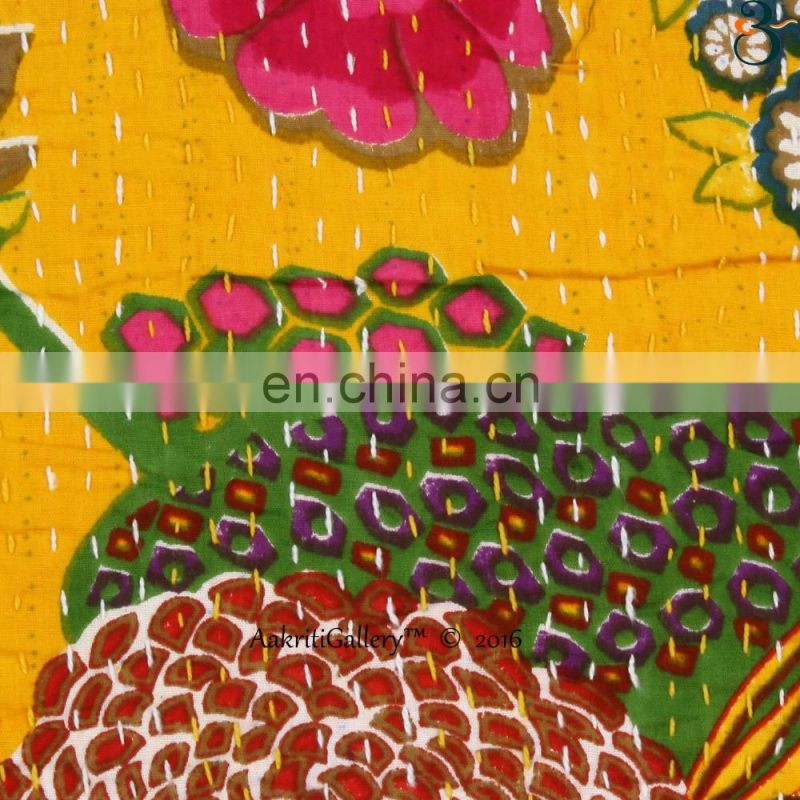 home Cushion Case Handmade Embroided Fruit Print Home Decor Sofa Pillow Case Kantha Cushion