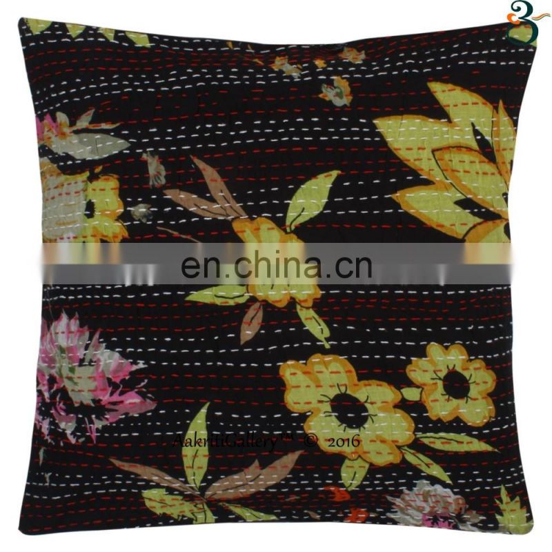 Indian Pillow Cushion Cover Handmade Embroided Flower Pillow Cover For Sofa