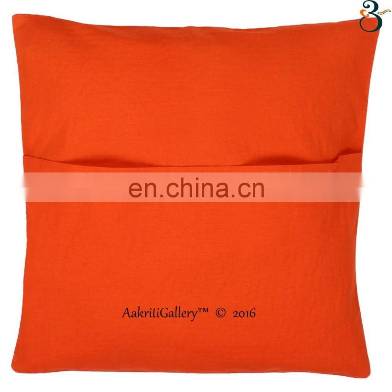 Indian Cushion Cover Handmade Embroided Fruit Print Home Decor Sofa pillow case 16x16 Kantha Cushion