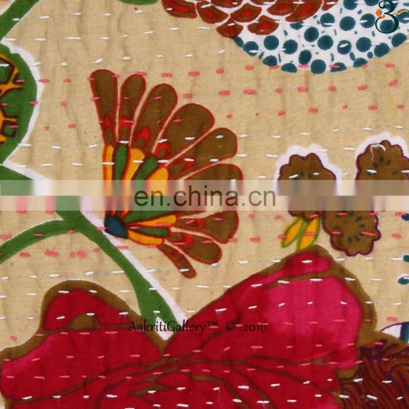 Wholesale indian cushion covers Handmade Embroided Fruit Print Home Decor pillow cover designs Kantha Cushion