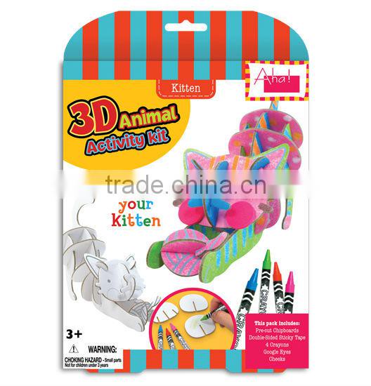 diy crayon drawing kitten 3D puzzle