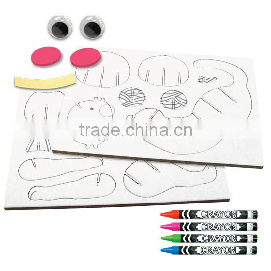 diy crayon drawing kitten 3D puzzle