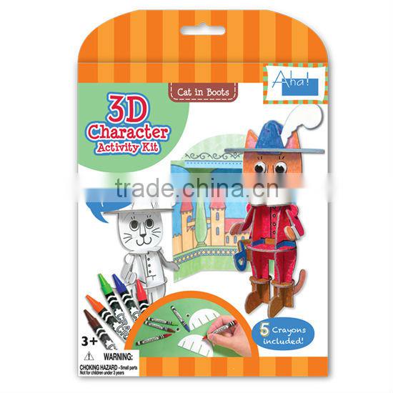 DIY Kids toy Educational toy 3D Paper Character Animal Cat in Boots Activity Kit 3d Puzzle