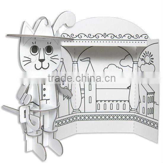 DIY Kids toy Educational toy 3D Paper Character Animal Cat in Boots Activity Kit 3d Puzzle