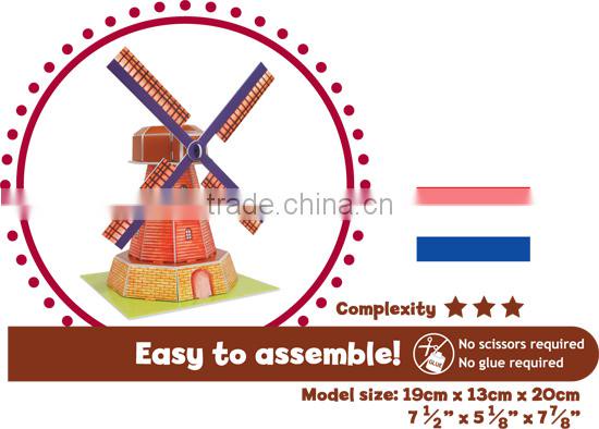 DIY Kids toy Educational toy Landmarks Model Holland Windmill 3d Puzzle