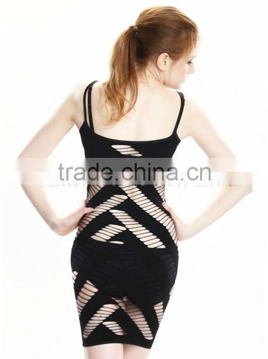 NET-5009 Seamless Slim Lady Sexy Lingerie cut out Dress ladies inner dress