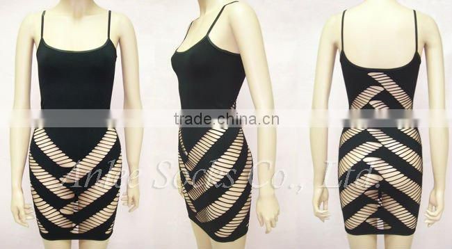 NET-5009 Seamless Slim Lady Sexy Lingerie cut out Dress ladies inner dress