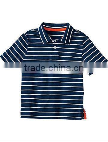 BOYS STRIPED POLO SHIRT WITH CONTRAST NECK TRIM