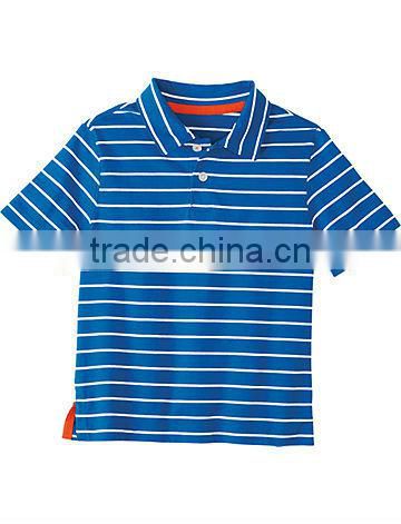BOYS STRIPED POLO SHIRT WITH CONTRAST NECK TRIM