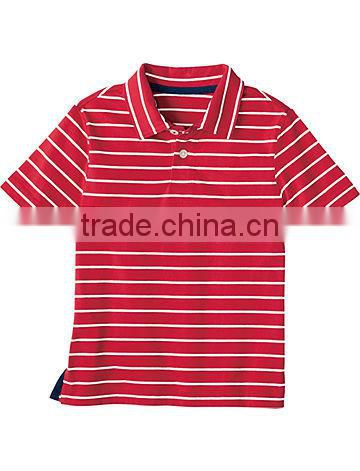 BOYS STRIPED POLO SHIRT WITH CONTRAST NECK TRIM