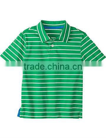 BOYS STRIPED POLO SHIRT WITH CONTRAST NECK TRIM