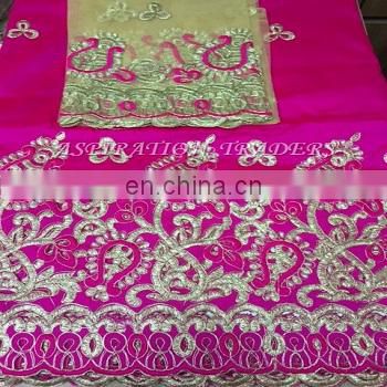 2017 Hot Sale Golden Thread Silk fabric Embroidery George Based On African Pattern