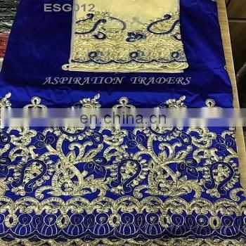 2017 Hot Sale Golden Thread Silk fabric Embroidery George Based On African Pattern