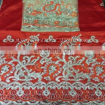 2017 Hot Sale Golden Thread Silk fabric Embroidery George Based On African Pattern