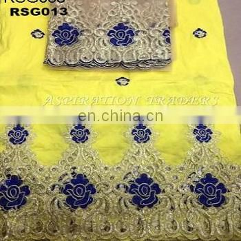 2017 Hot Sale Golden Thread Silk fabric Embroidery George Based On African Pattern
