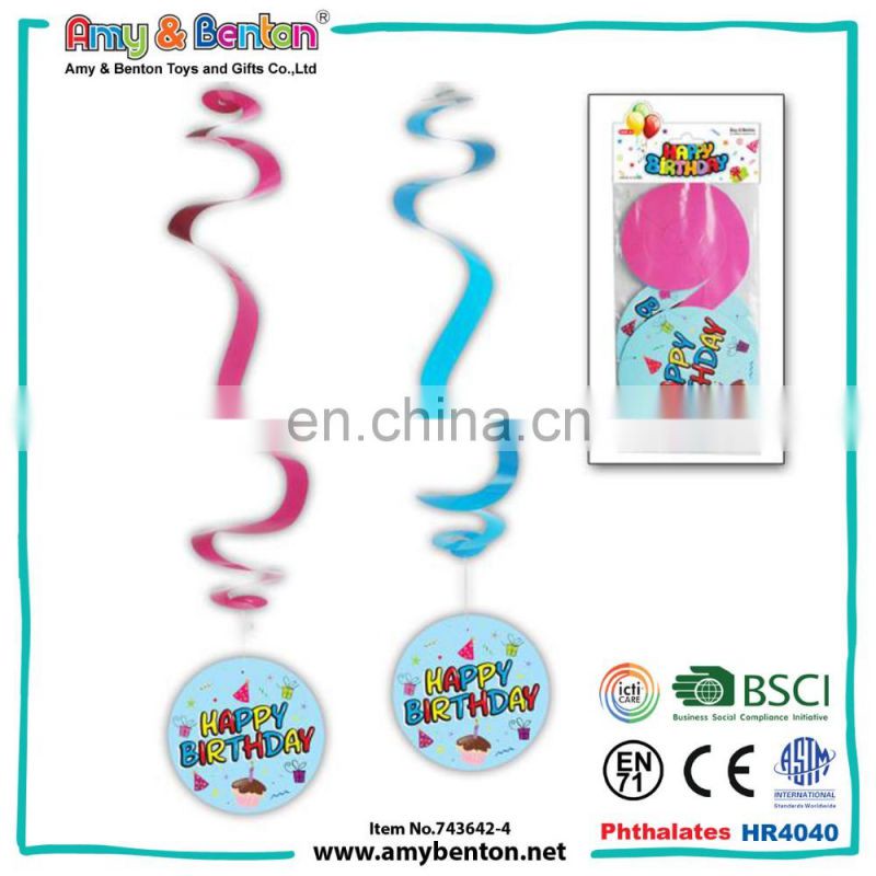 Happy birthday party favor hanging swirl 1st birthday party decorations