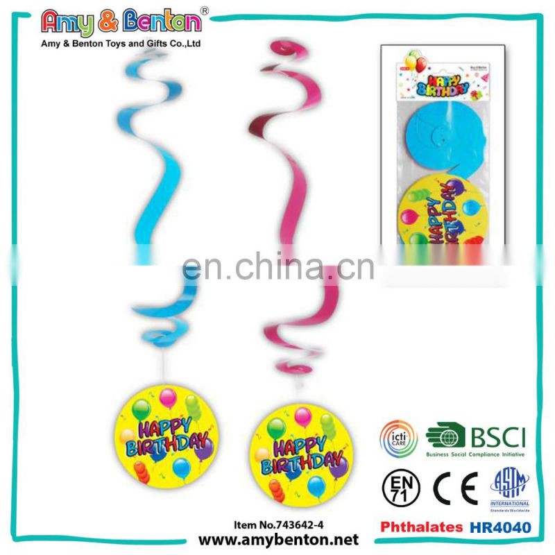 Happy birthday party favor hanging swirl 1st birthday party decorations