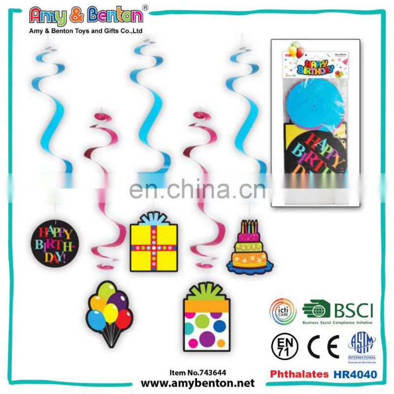 Happy birthday party favor hanging swirl 1st birthday party decorations