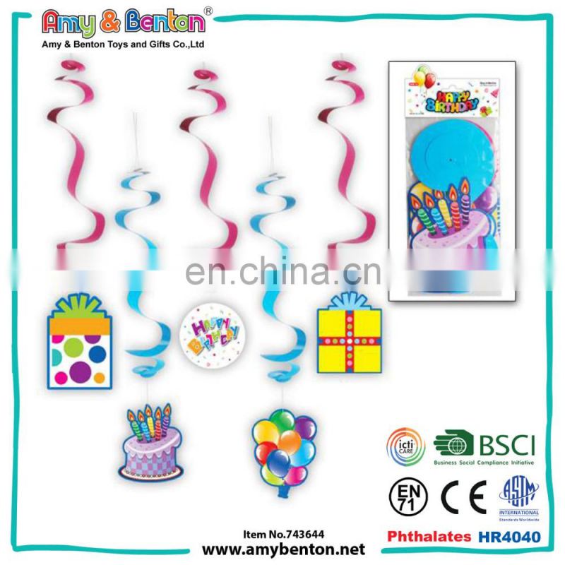 Birthday party decorations kids sets colored swirl hanging decoration