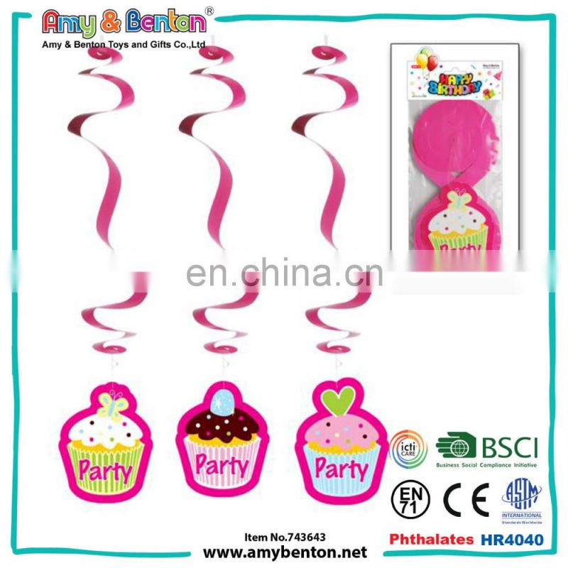 Happy birthday party favor hanging swirl 1st birthday party decorations