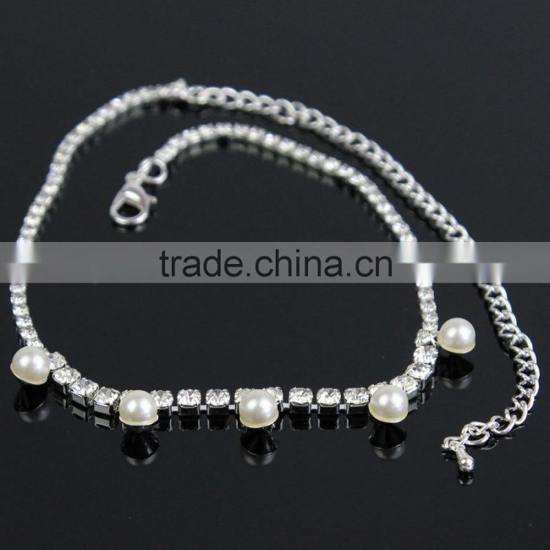 Newest Handmade Beach Wedding Foot Jewelry Pearl Anklet Sandals J061986F03Y
