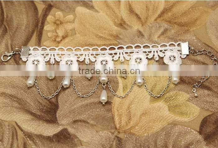 Latest Cheap Beautiful DIY Girls Pearl Lace Charm Bracelet Wholesale H0573