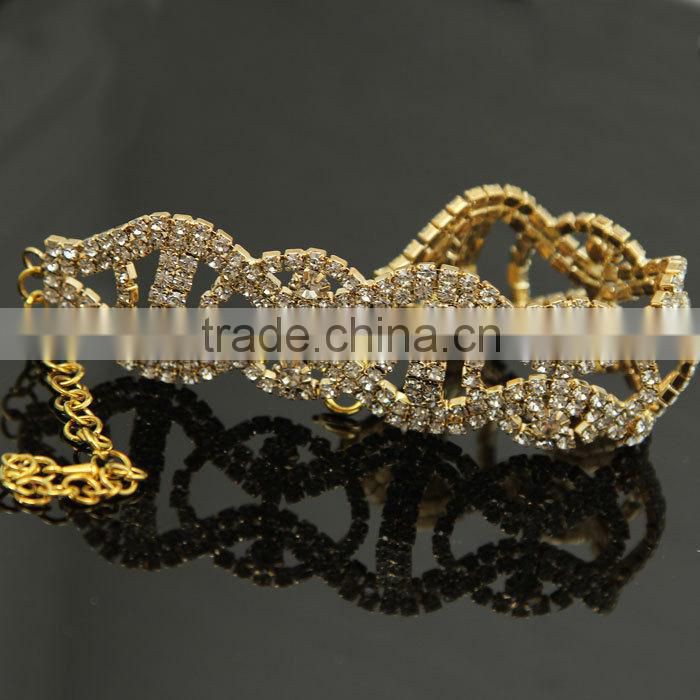 Shining Decorative DIY Gold Rhinestone New Design Crystal Bangles J06861F02