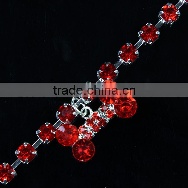 Cheap Fashion Rhinestone Red Bone Shape Pet Jewelry K03142