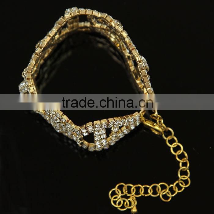 Shining Decorative DIY Gold Rhinestone New Design Crystal Bangles J06861F02