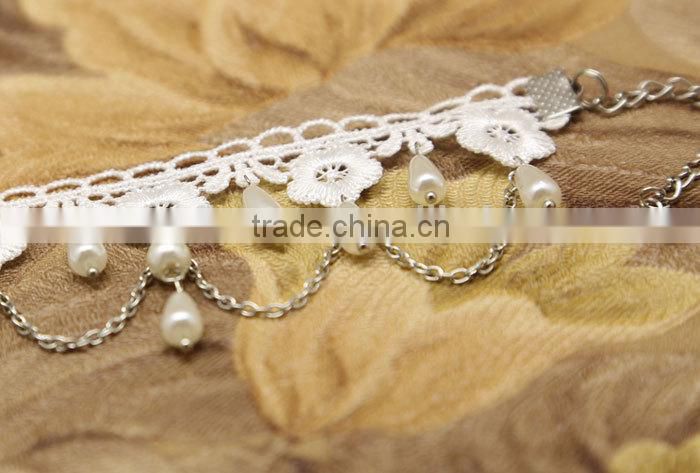 Latest Cheap Beautiful DIY Girls Pearl Lace Charm Bracelet Wholesale H0573