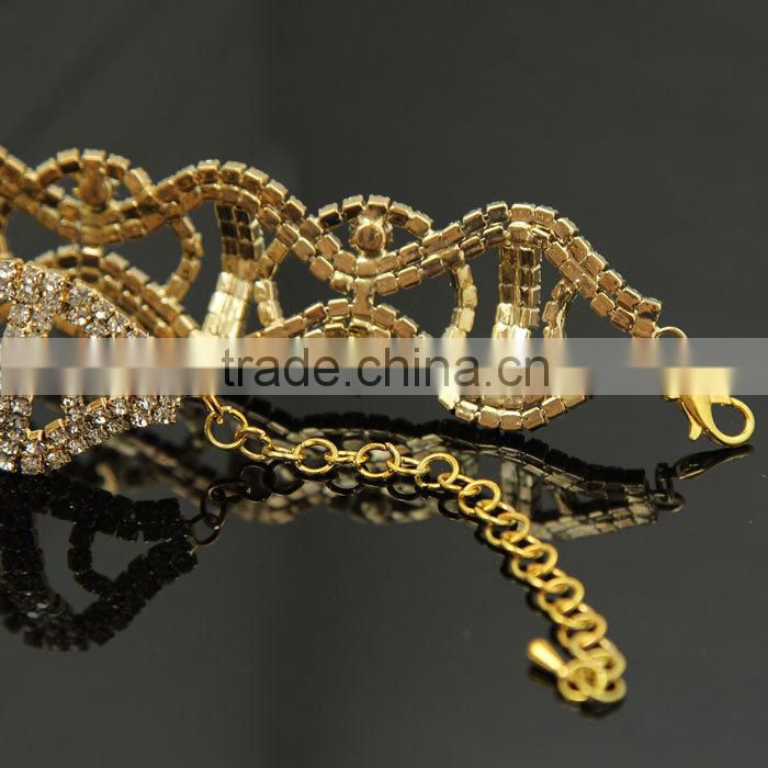 Shining Decorative DIY Gold Rhinestone New Design Crystal Bangles J06861F02