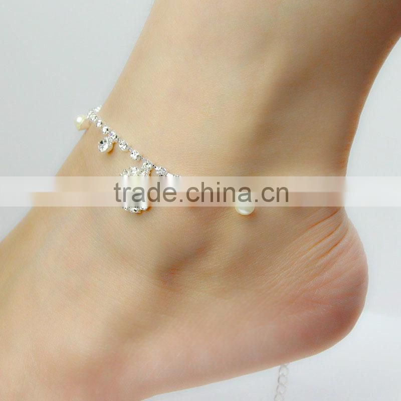 Pearl Diamond Round Shape Rhinestone Bracelet Jewelry Set Wholesale J061986F04Y