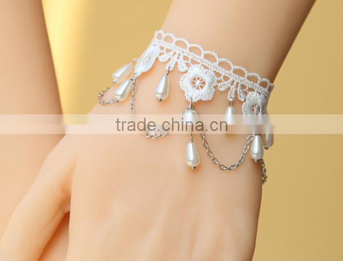 Latest Cheap Beautiful DIY Girls Pearl Lace Charm Bracelet Wholesale H0573